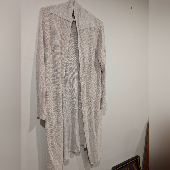 Long Beige Open Front Cardigan - Picture 1 of 4